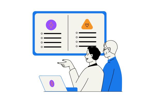 洗い出ししてるイメージの絵