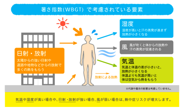 暑さ指数（WBGT）で考慮されている要素